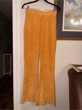 Scrap Work Boutique Corduroy Flared Pants in Mustard Yellow